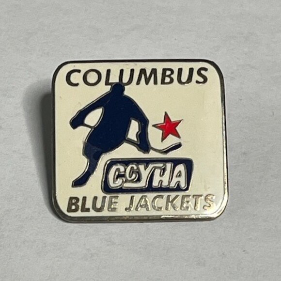 Columbus CCYHA Blue Jackets Youth Hockey Ohio Lapel Hat Vest Jacket Pin 1" - Picture 1 of 7